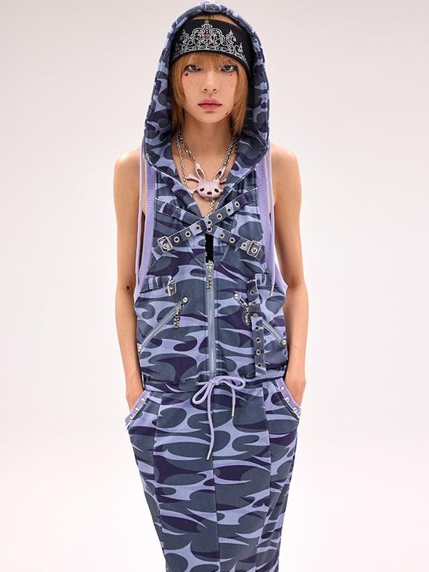 CFIERCE Camo Squid Print Fishtail Skirt