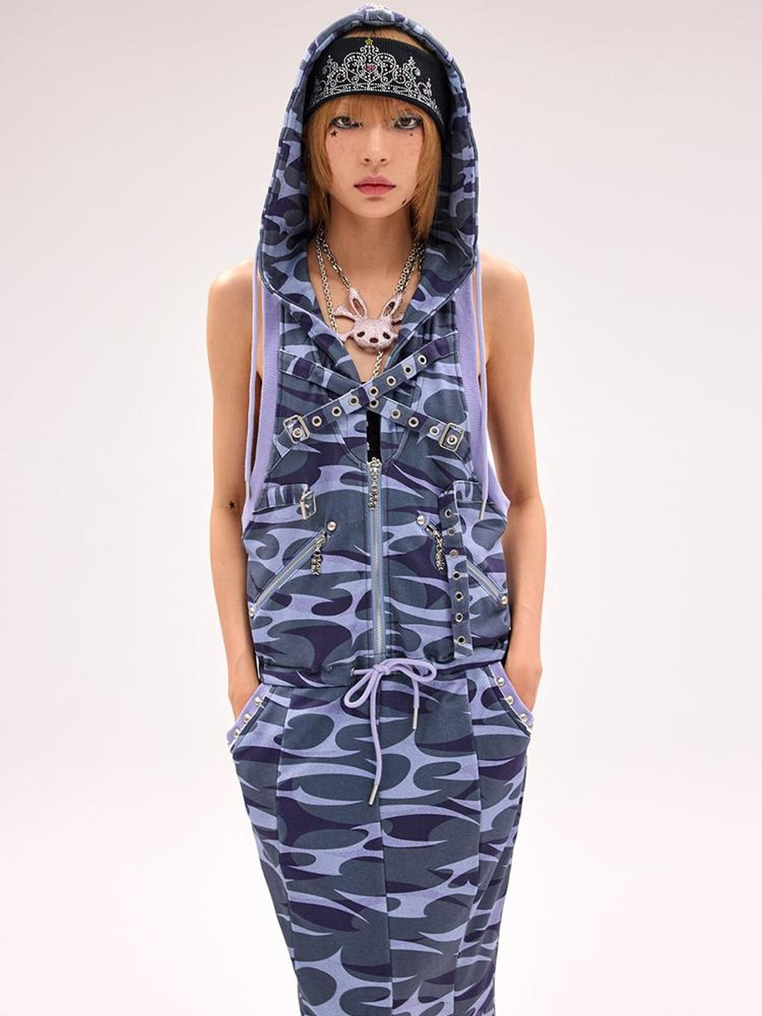 CFIERCE Camo Squid Print Fishtail Skirt