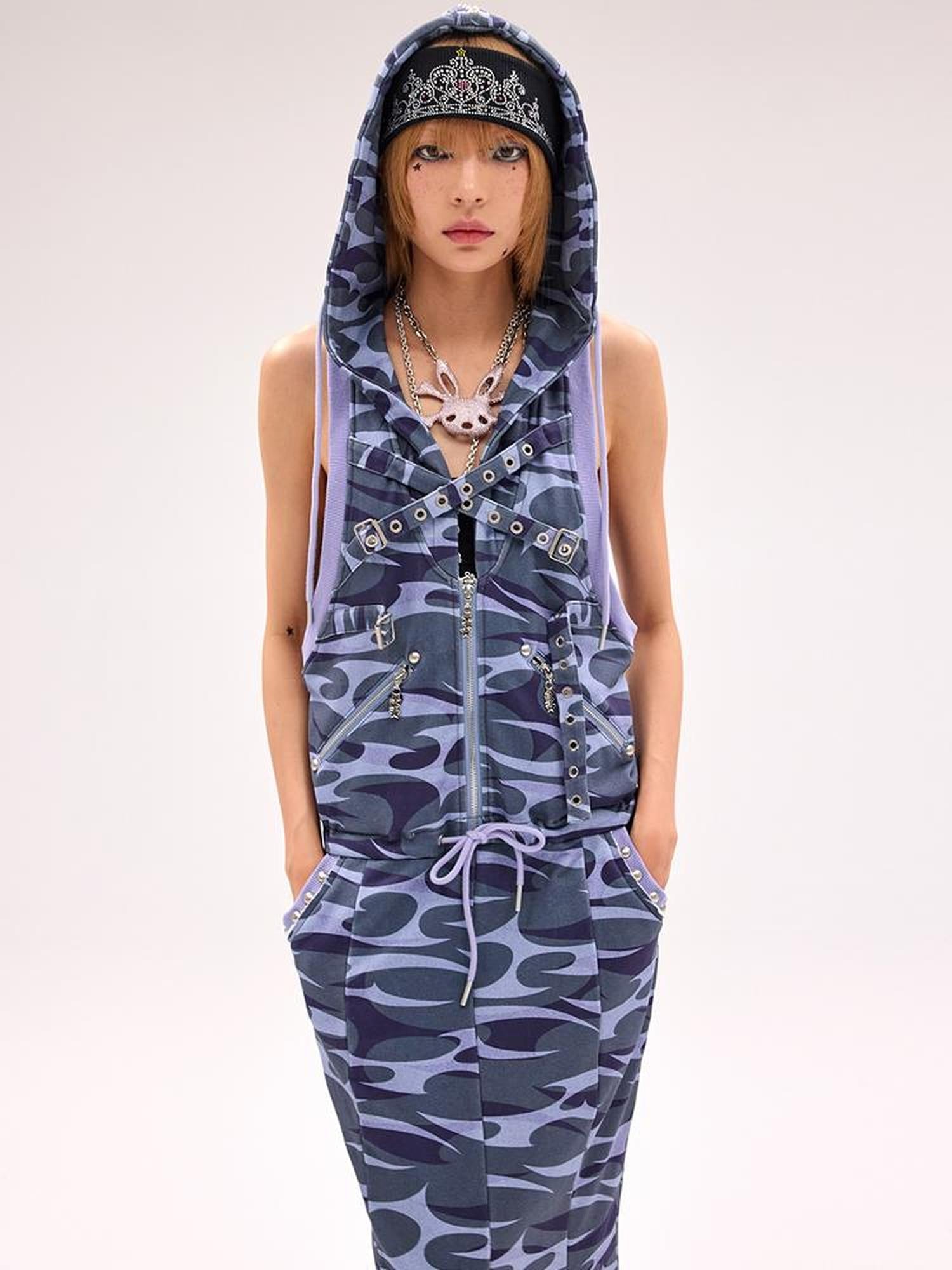 CFIERCE Camo Squid Print Fishtail Skirt
