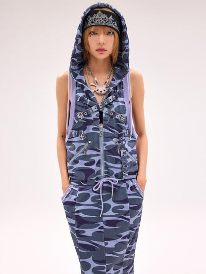 CFIERCE Camo Squid Print Fishtail Skirt