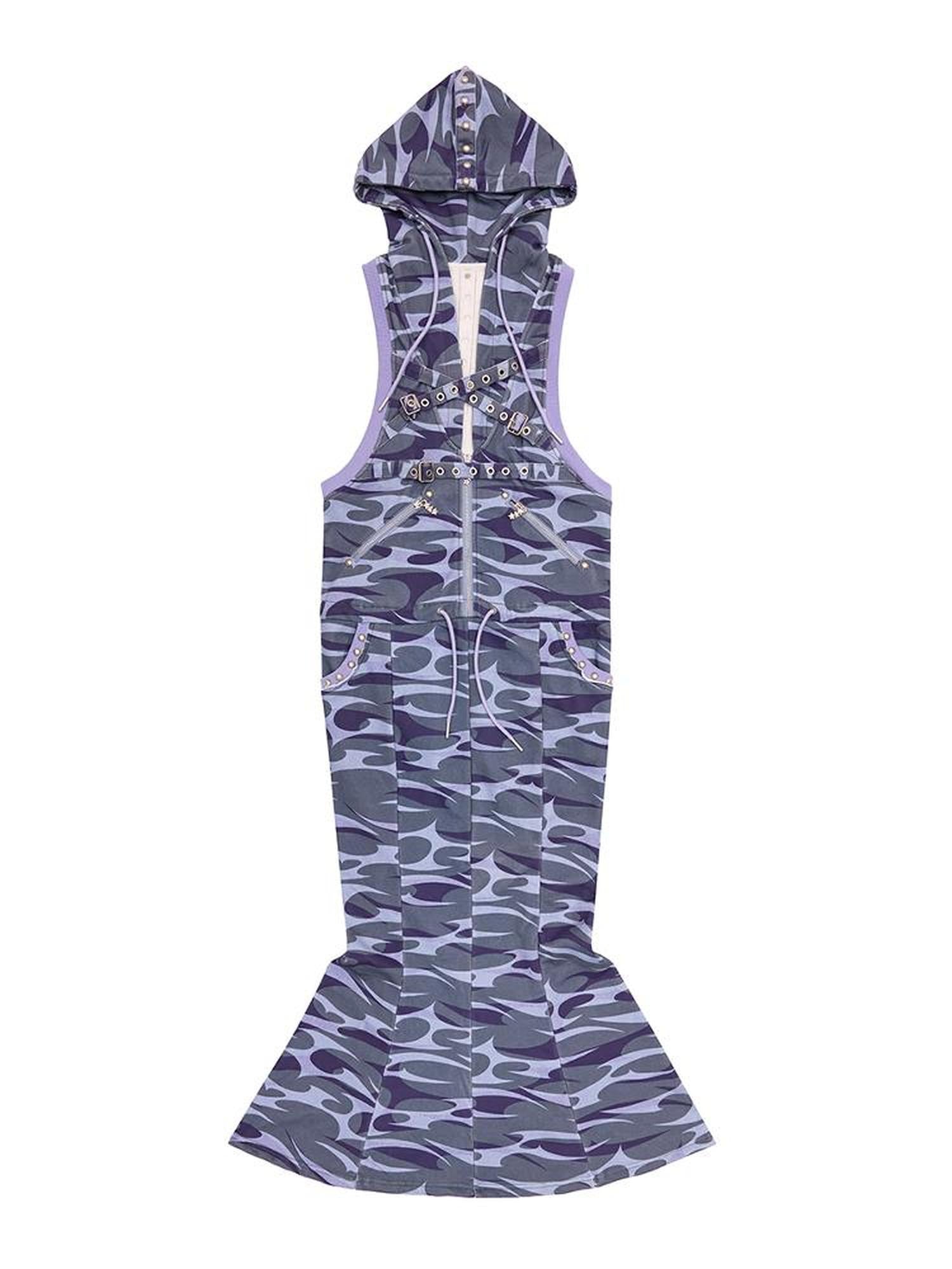 CFIERCE Camo Squid Print Fishtail Skirt
