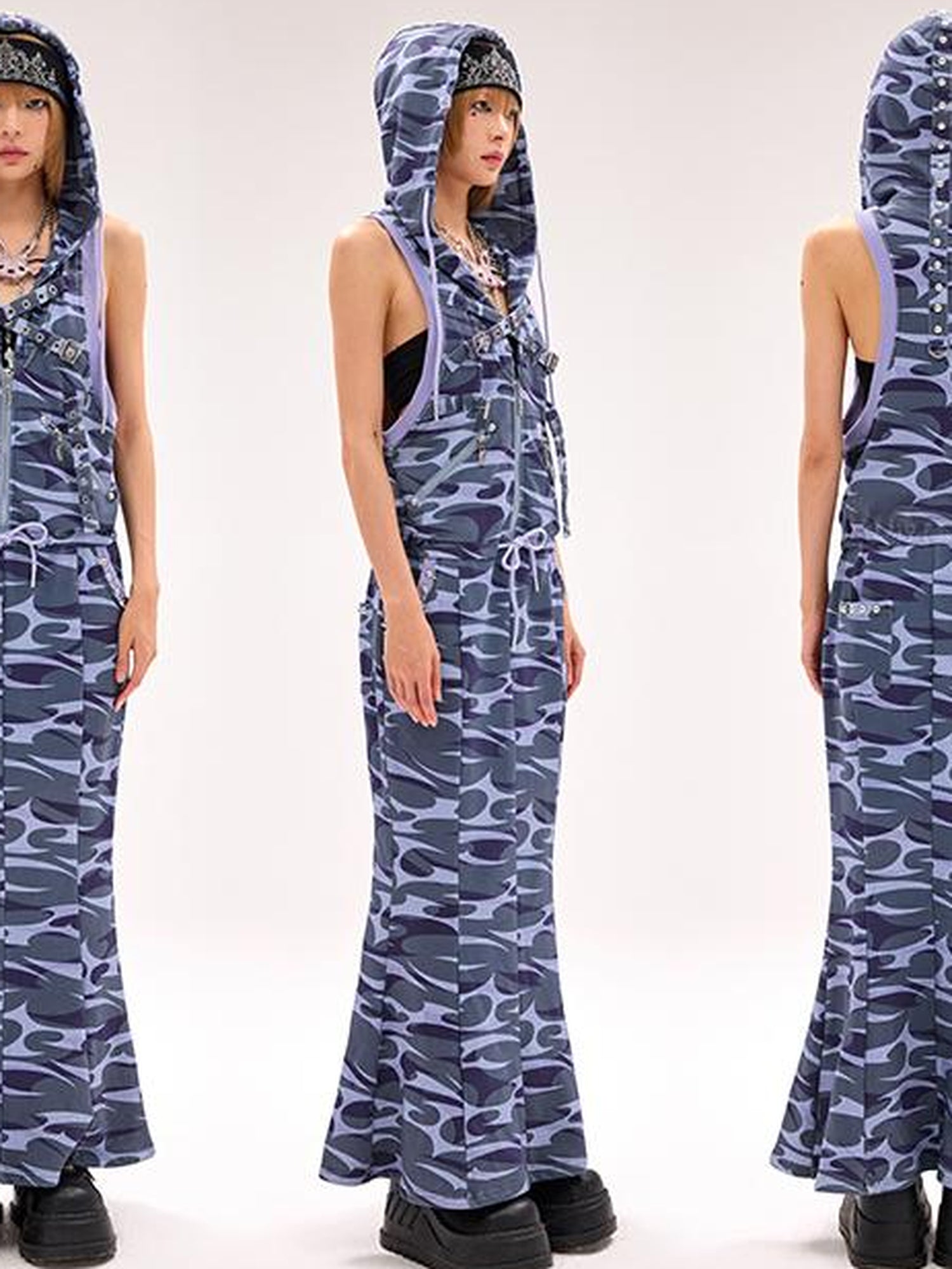 CFIERCE Camo Squid Print Fishtail Skirt