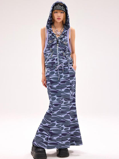 CFIERCE Camo Squid Print Fishtail Skirt