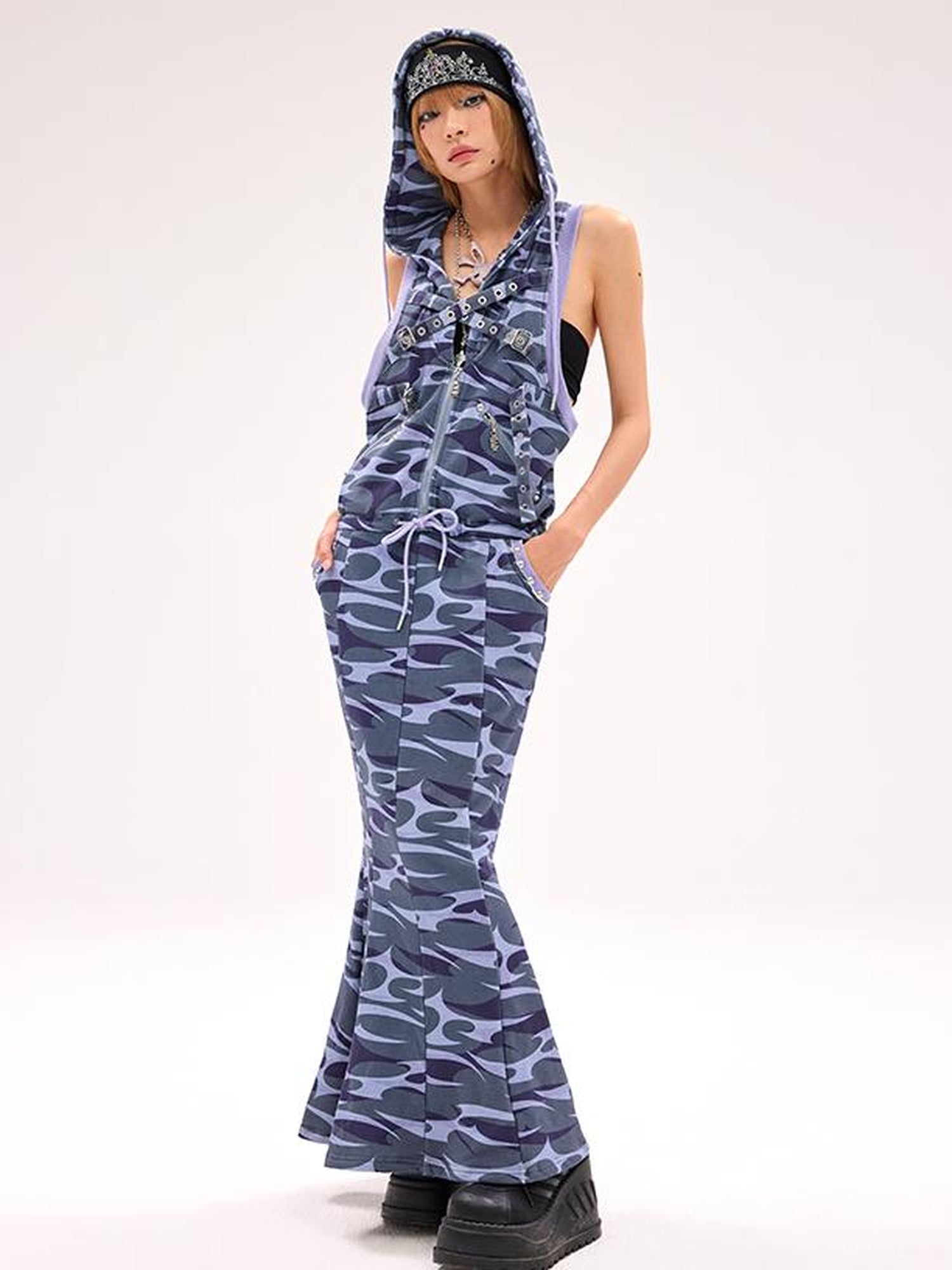 CFIERCE Camo Squid Print Fishtail Skirt