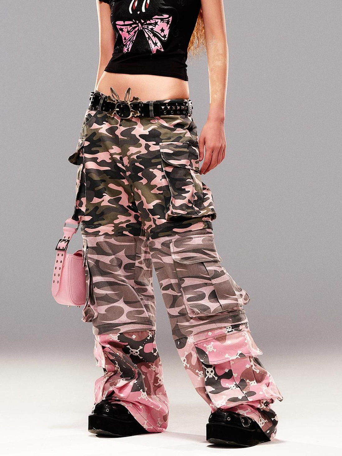 CFIERCE Camouflage Print Detachable Denim Jeans