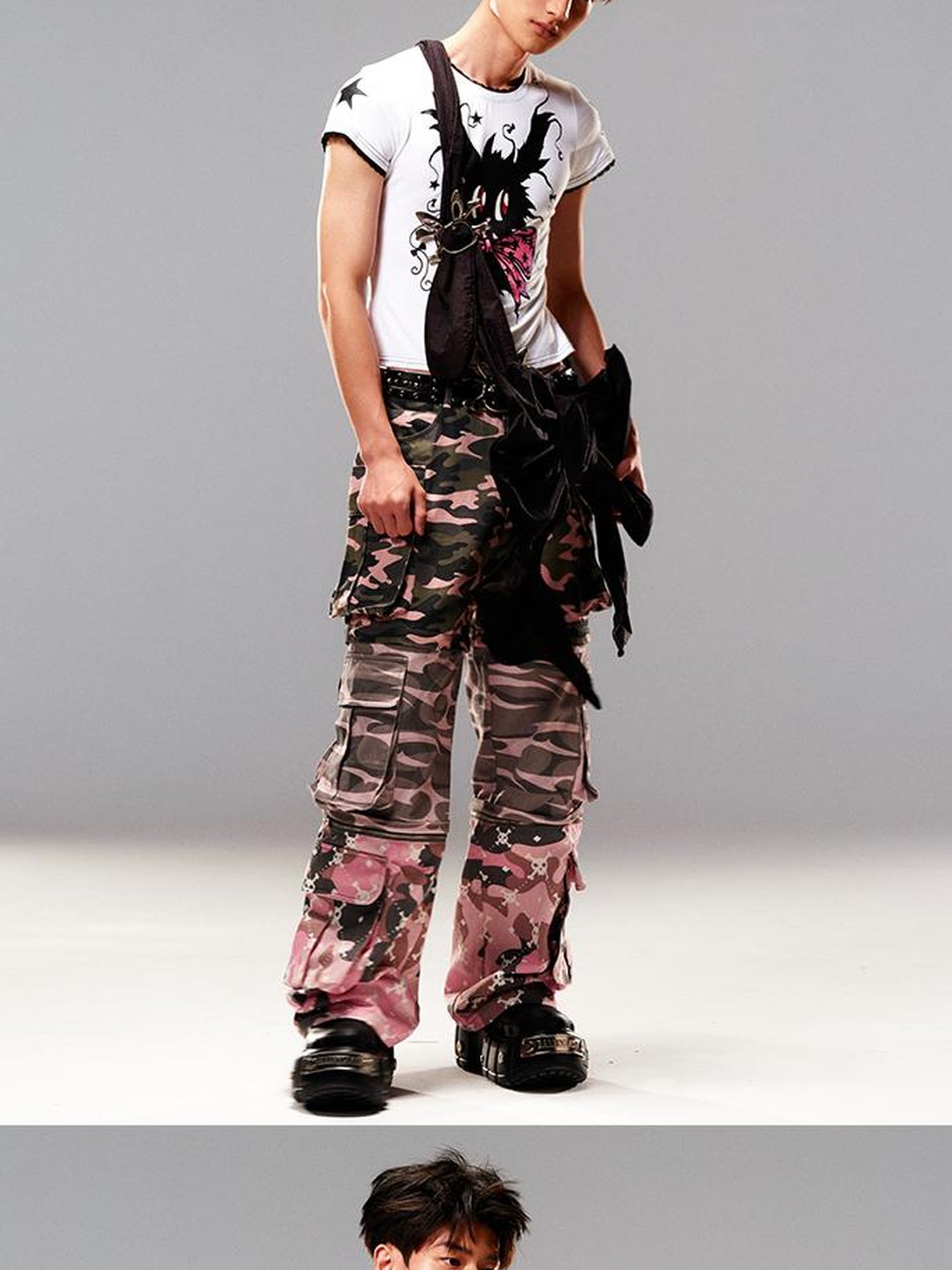 CFIERCE Camouflage Print Detachable Denim Jeans