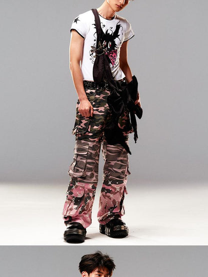 CFIERCE Camouflage Print Detachable Denim Jeans