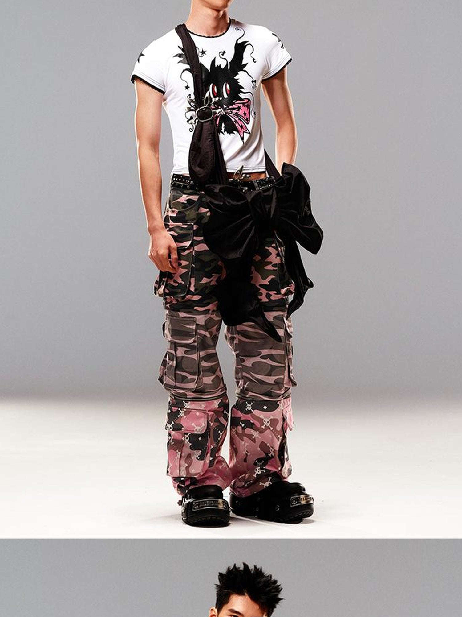 CFIERCE Camouflage Print Detachable Denim Jeans
