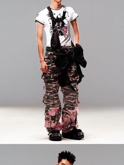 CFIERCE Camouflage Print Detachable Denim Jeans