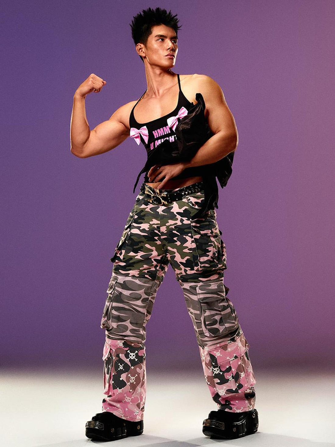 CFIERCE Camouflage Print Detachable Denim Jeans