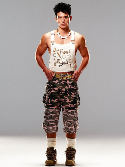 CFIERCE Camouflage Print Detachable Denim Jeans