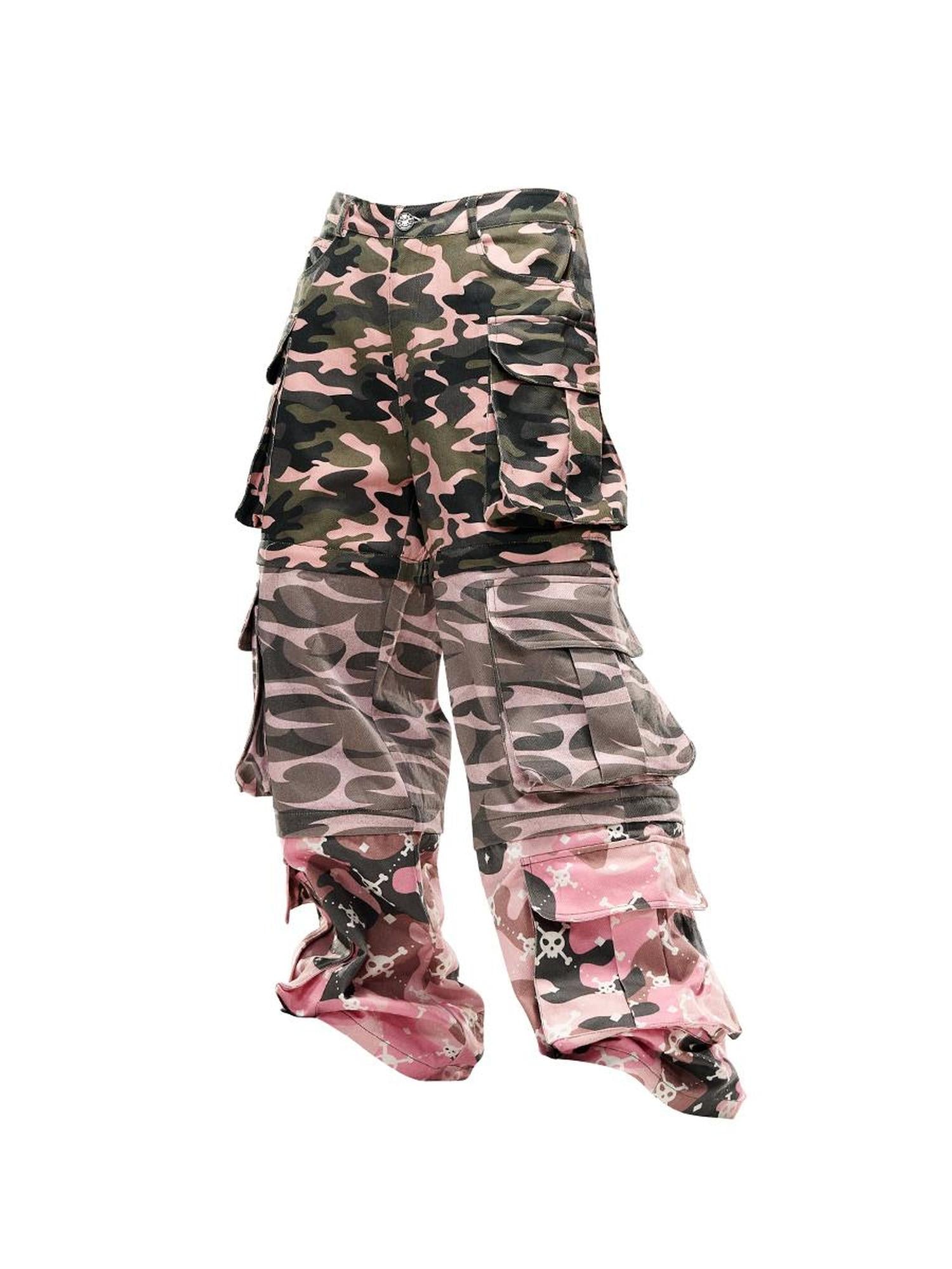 CFIERCE Camouflage Print Detachable Denim Jeans