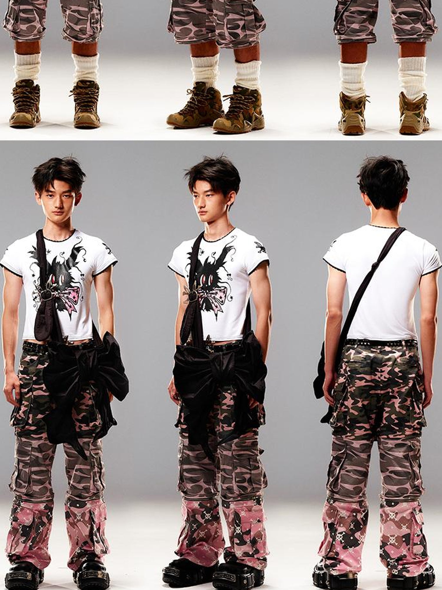 CFIERCE Camouflage Print Detachable Denim Jeans