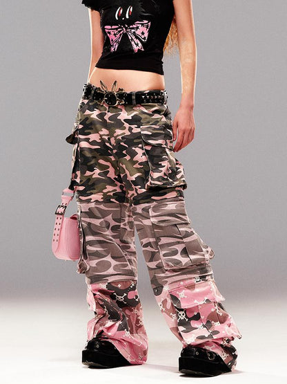 CFIERCE Camouflage Print Detachable Denim Jeans