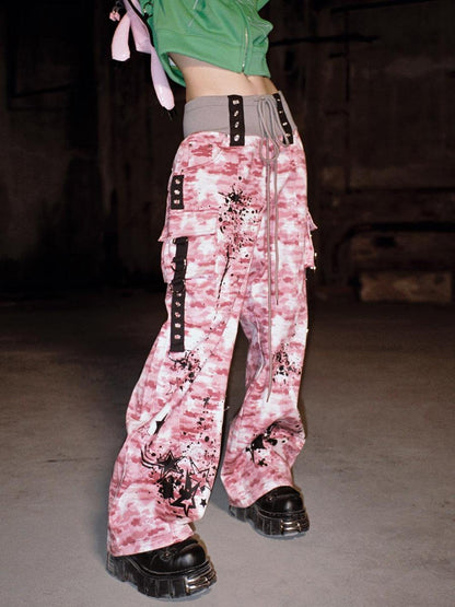 CFIERCE Camouflage Spray Print Denim Jeans