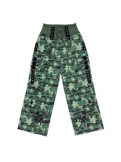 CFIERCE Camouflage Spray Print Denim Jeans