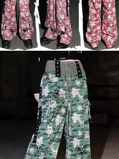 CFIERCE Camouflage Spray Print Denim Jeans