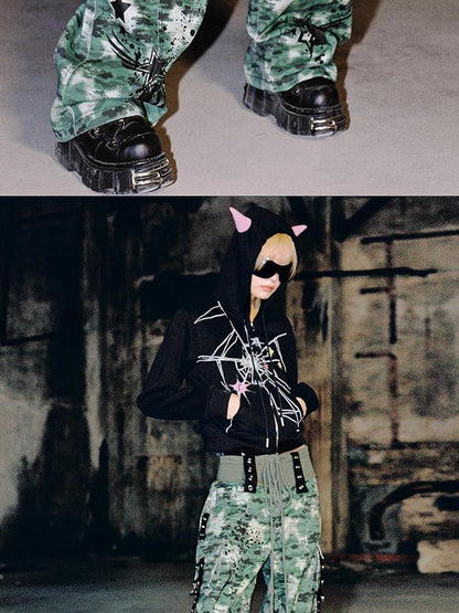 CFIERCE Camouflage Spray Print Denim Jeans