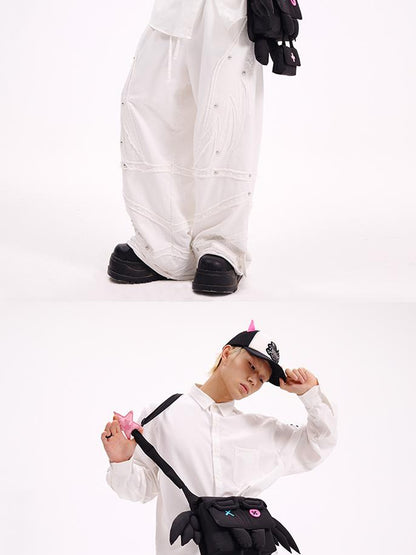 CFIERCE Cfierce Fall Winter Angel Wing Sweatpants