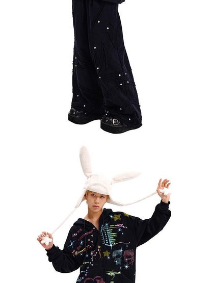 CFIERCE Cfierce Fall Winter Angel Wing Sweatpants