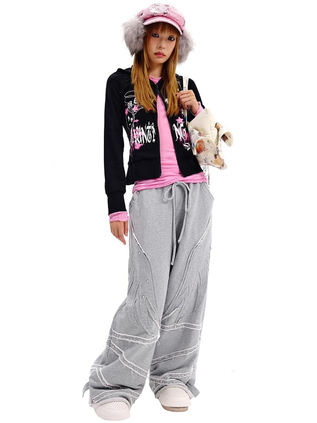 CFIERCE Cfierce Fall Winter Angel Wing Sweatpants