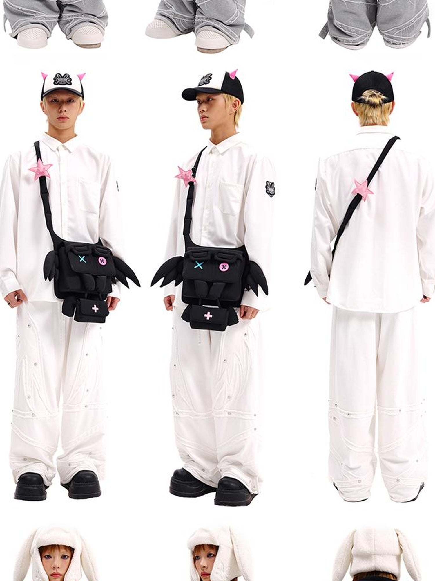 CFIERCE Cfierce Fall Winter Angel Wing Sweatpants