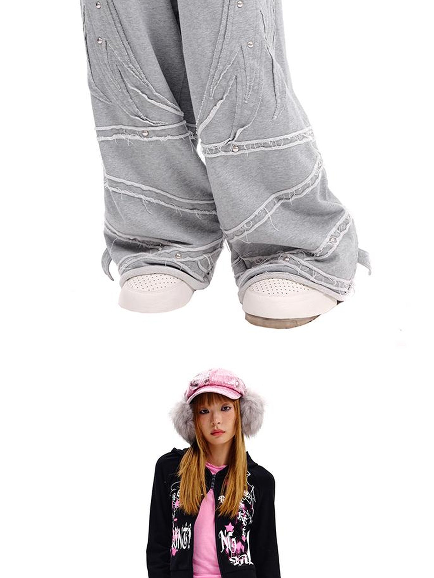 CFIERCE Cfierce Fall Winter Angel Wing Sweatpants