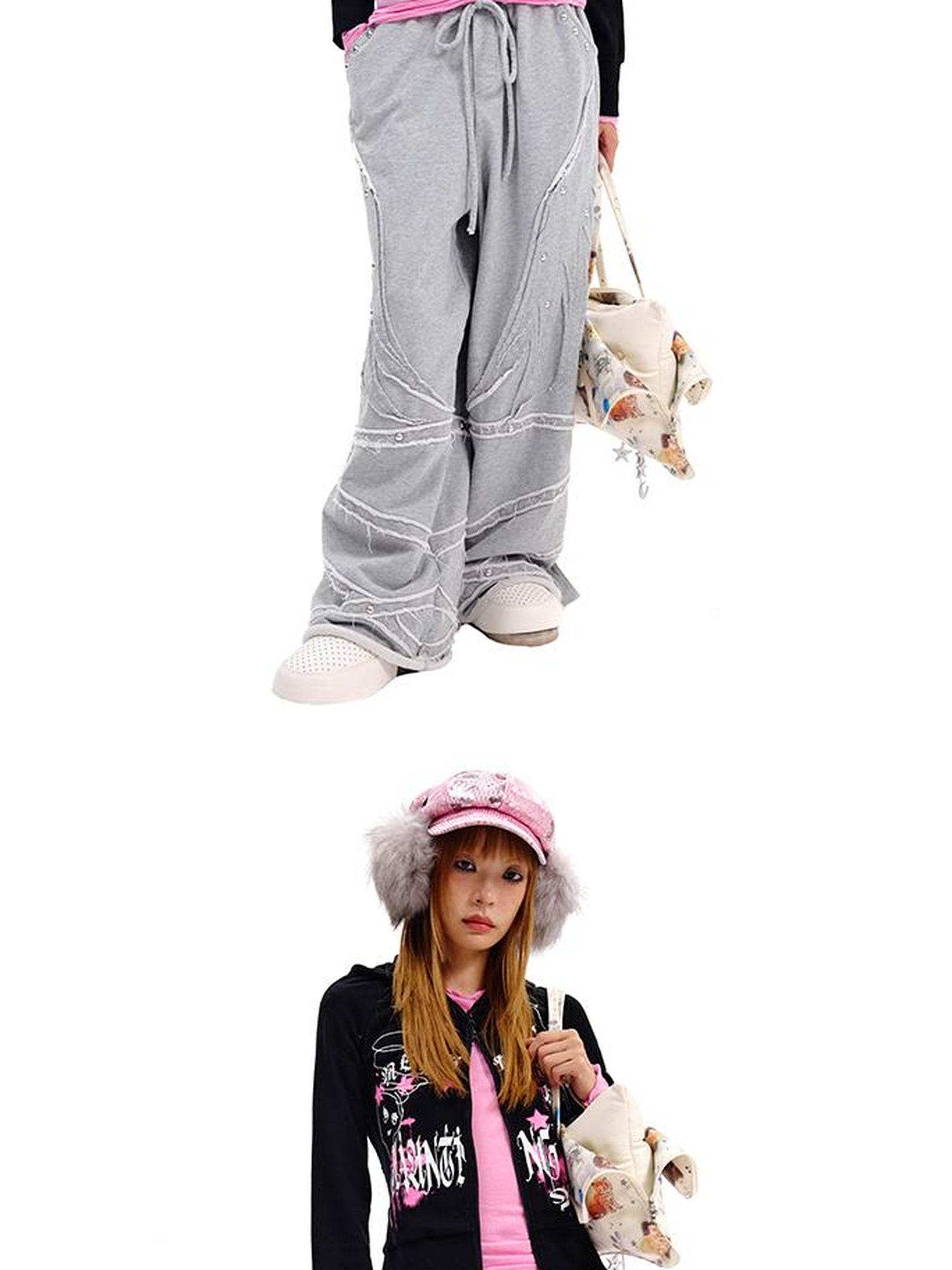 CFIERCE Cfierce Fall Winter Angel Wing Sweatpants