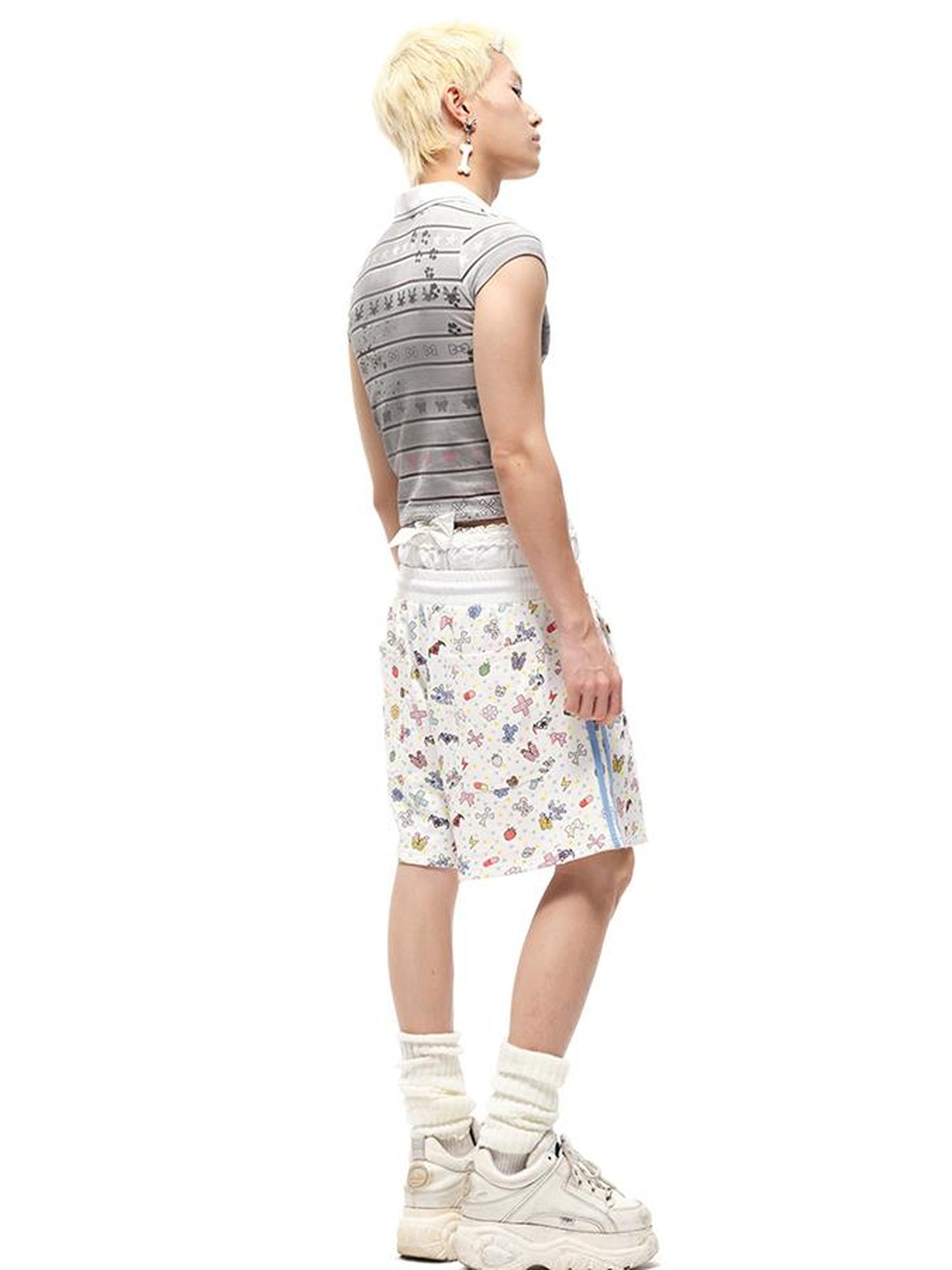 CFIERCE Cfierce Print Patchwork Denim Shorts