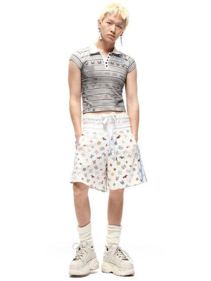 CFIERCE Cfierce Print Patchwork Denim Shorts