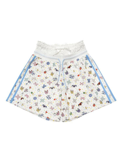 CFIERCE Cfierce Print Patchwork Denim Shorts