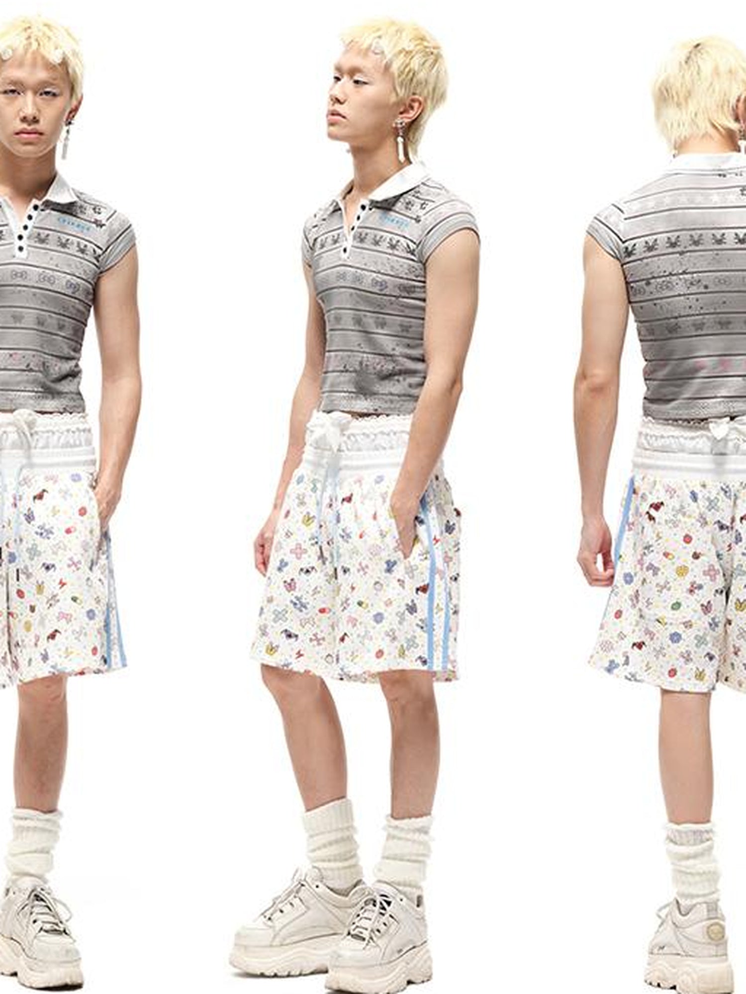 CFIERCE Cfierce Print Patchwork Denim Shorts
