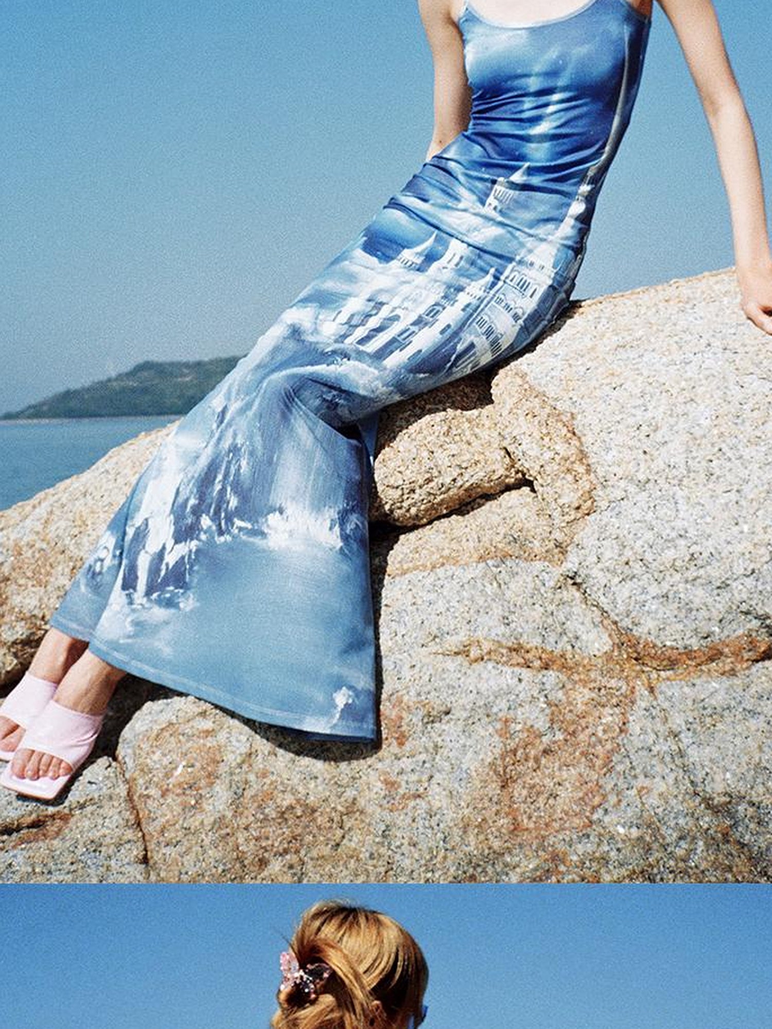 CFIERCE Coastal Castle Floral Print Slip Mermaid Maxi Dress