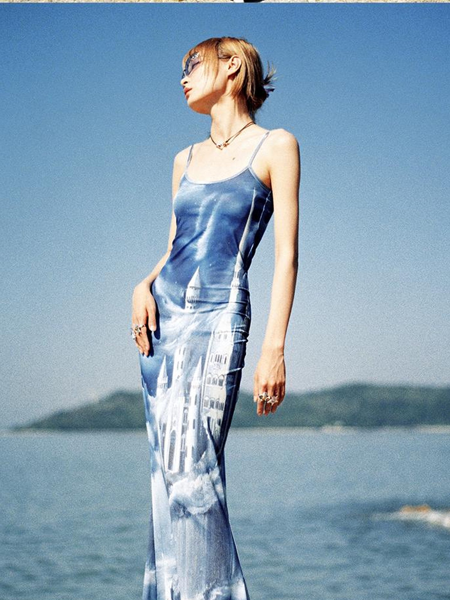 CFIERCE Coastal Castle Floral Print Slip Mermaid Maxi Dress
