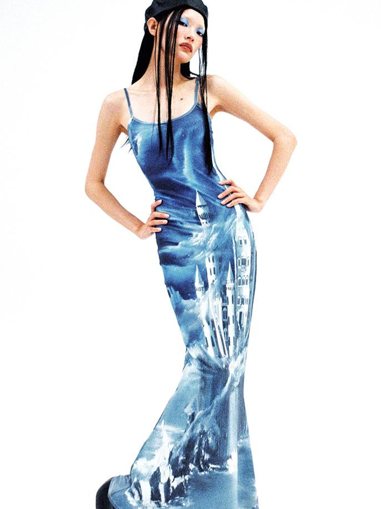 CFIERCE Coastal Castle Floral Print Slip Mermaid Maxi Dress