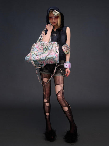 CFIERCE Coin Print Multi Strap Decorative Top Handle Women&