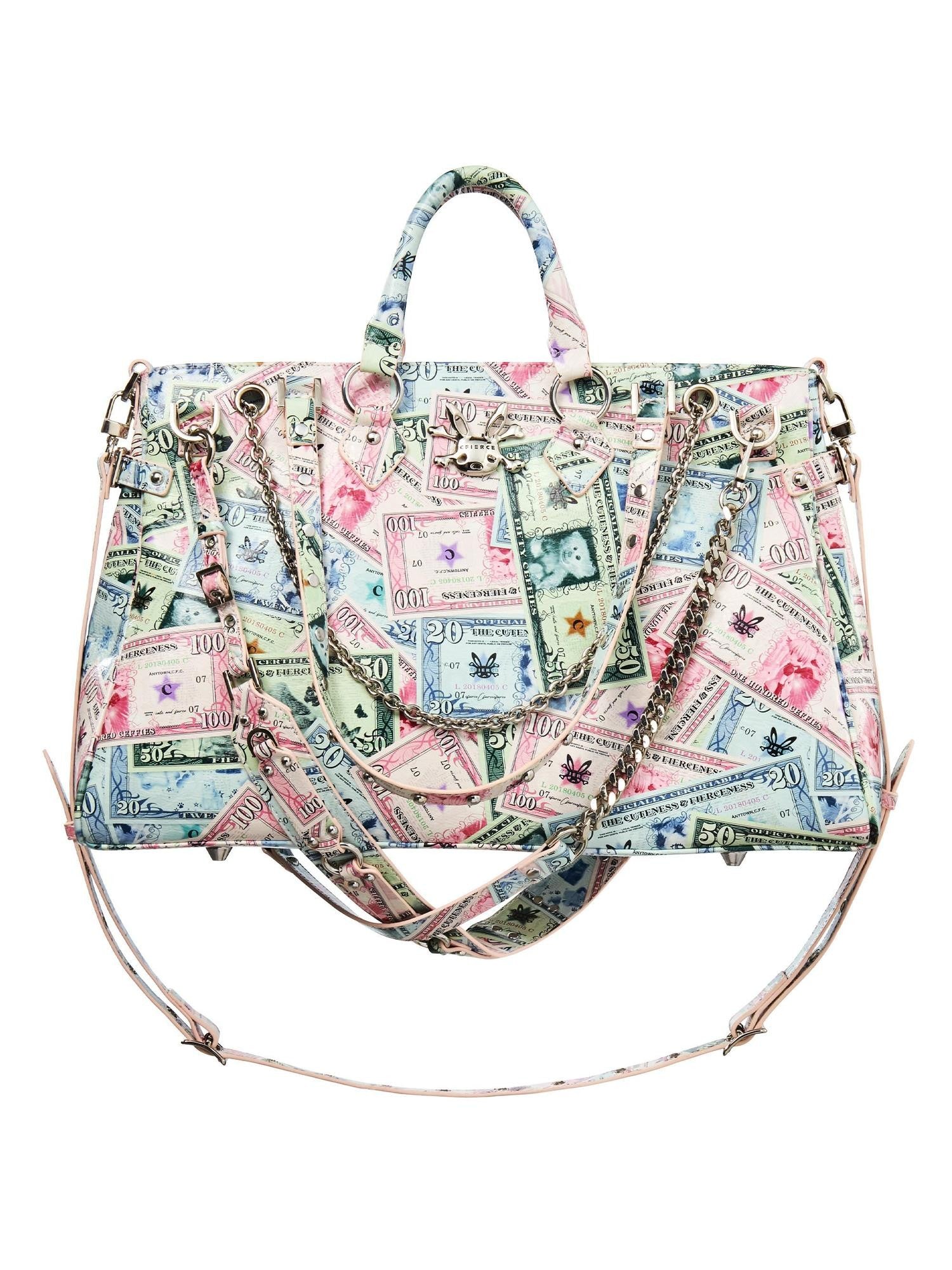 CFIERCE Coin Print Multi Strap Decorative Top Handle Women&