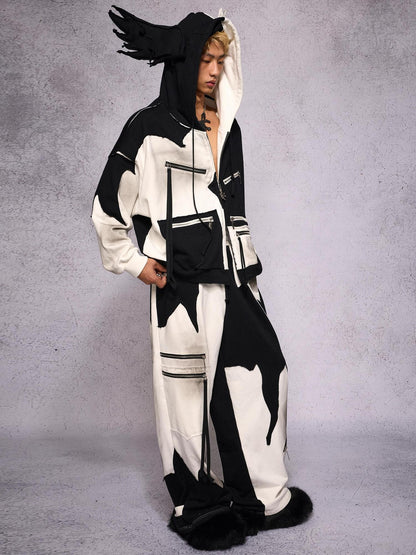 CFIERCE Color Block Black And White Distressed Women&