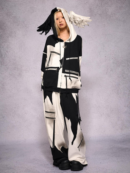 CFIERCE Color Block Zip Detail Distressed Women&