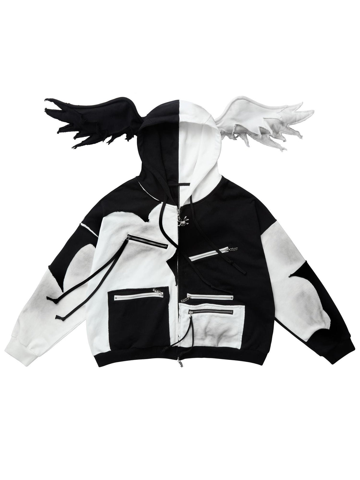 CFIERCE Color Block Zip Detail Distressed Women&