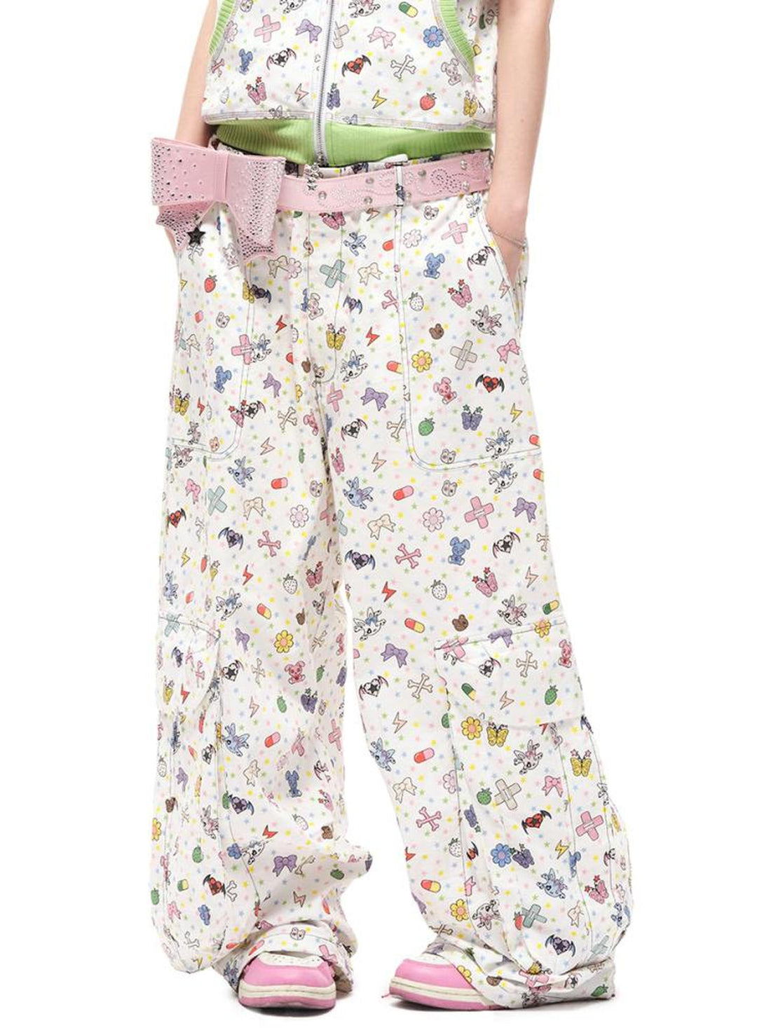 CFIERCE Cotton Floral Print Wide Leg Pants
