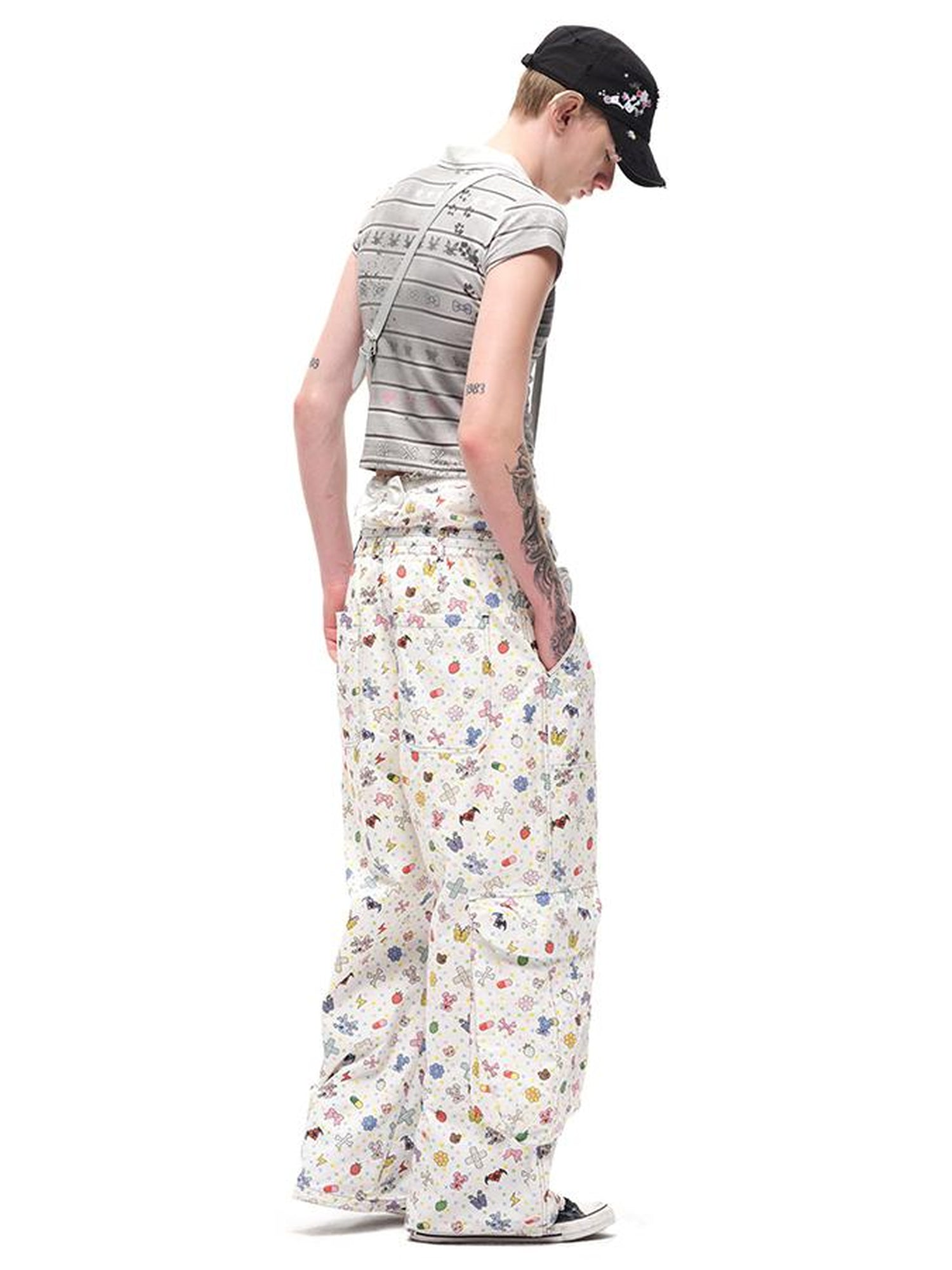 CFIERCE Cotton Floral Print Wide Leg Pants