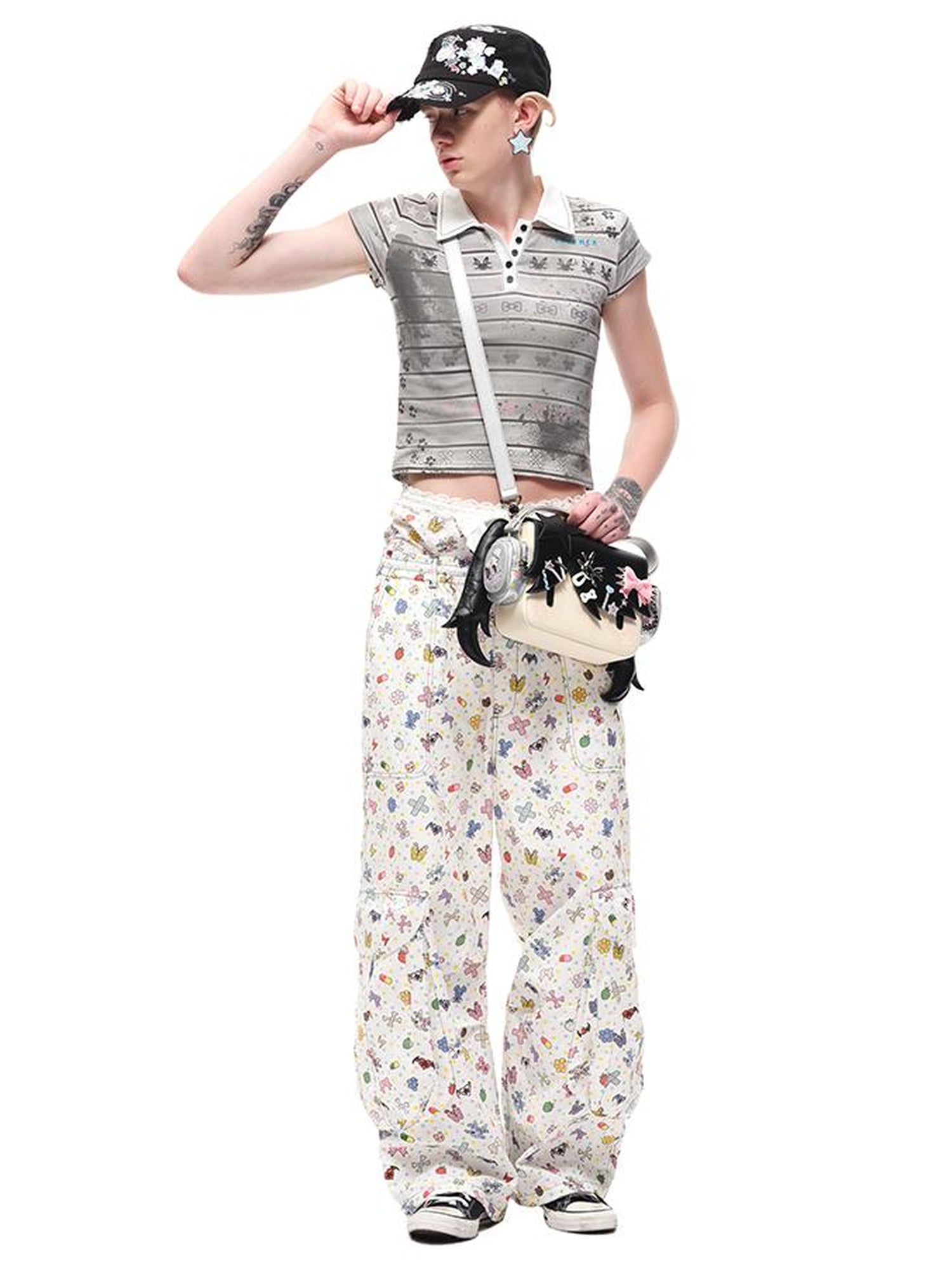 CFIERCE Cotton Floral Print Wide Leg Pants