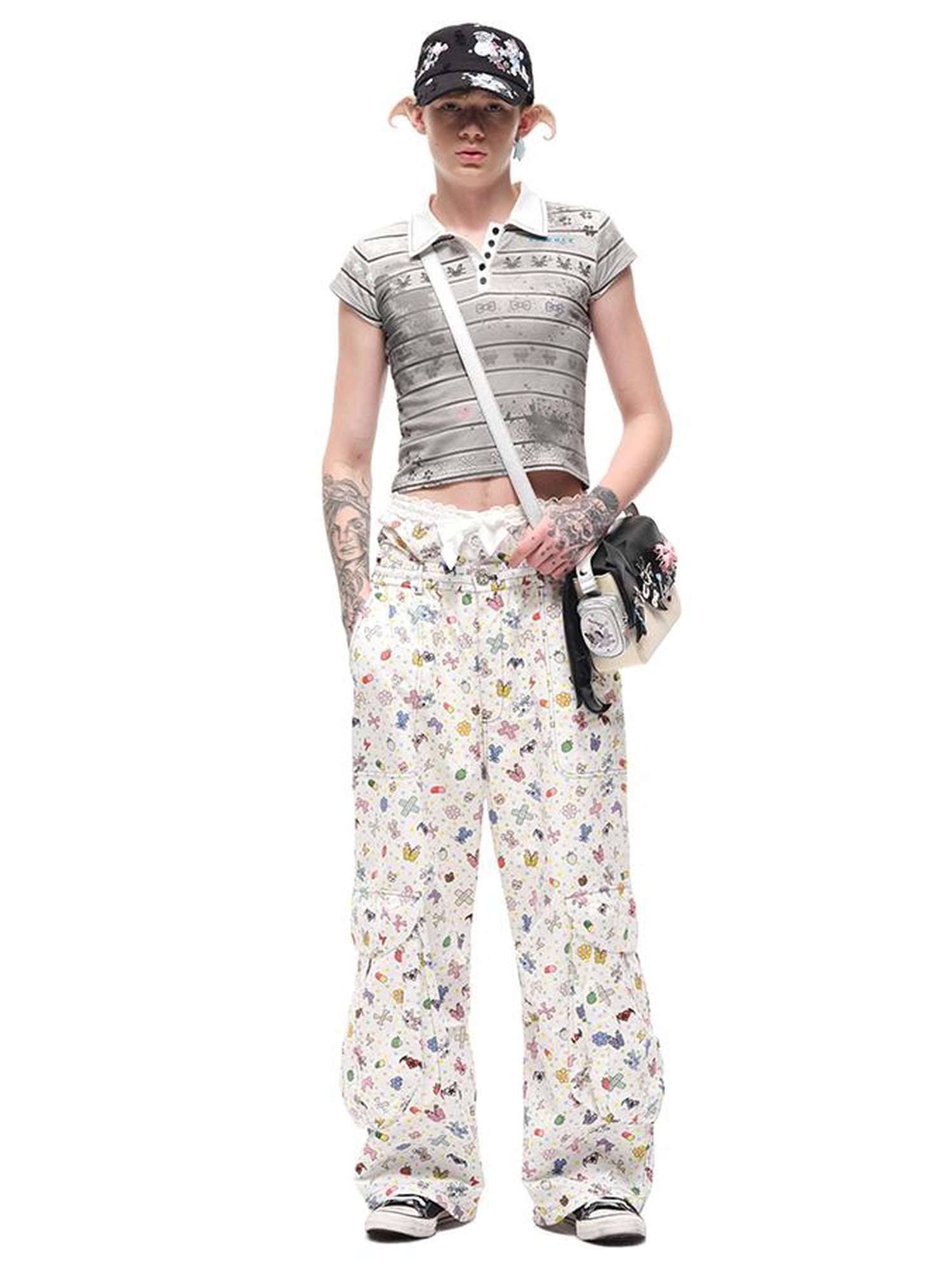 CFIERCE Cotton Floral Print Wide Leg Pants