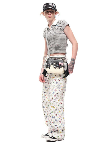 CFIERCE Cotton Floral Print Wide Leg Pants