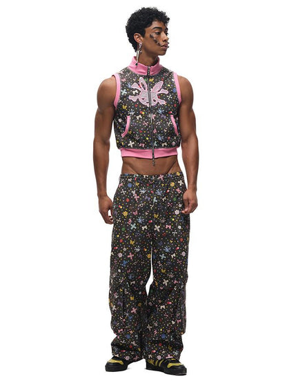 CFIERCE Cotton Floral Print Wide Leg Pants