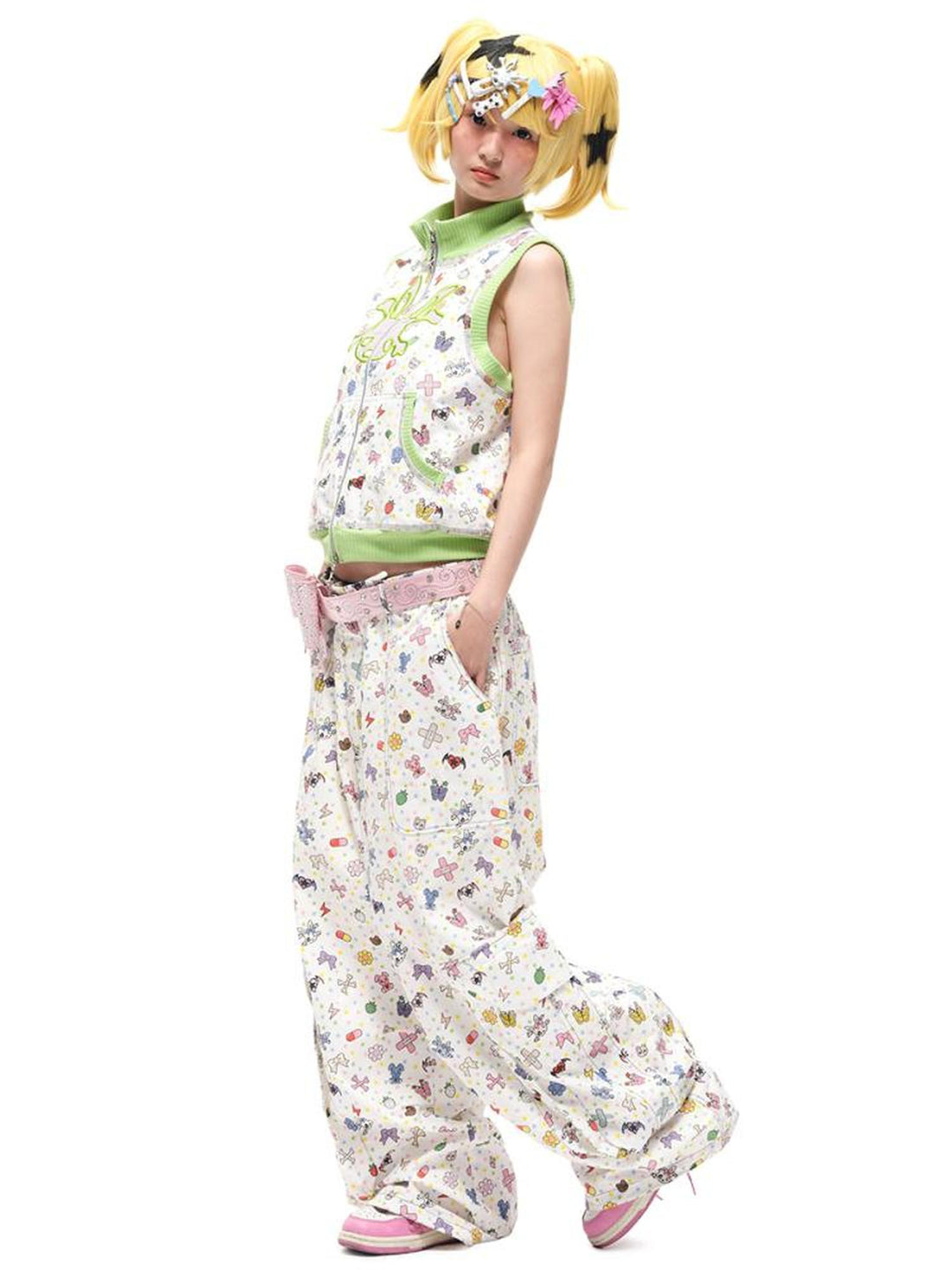 CFIERCE Cotton Floral Print Wide Leg Pants