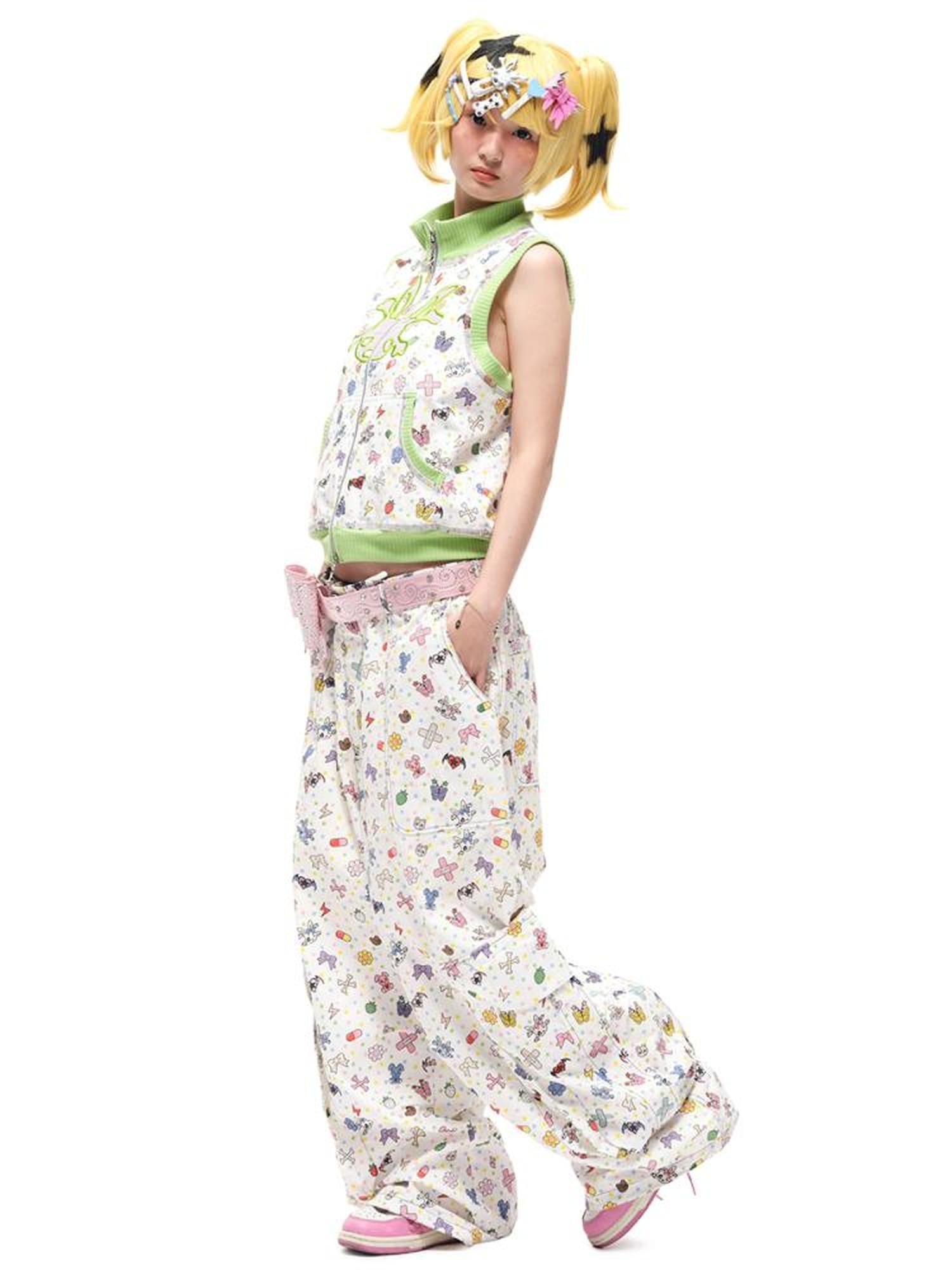 CFIERCE Cotton Floral Print Wide Leg Pants
