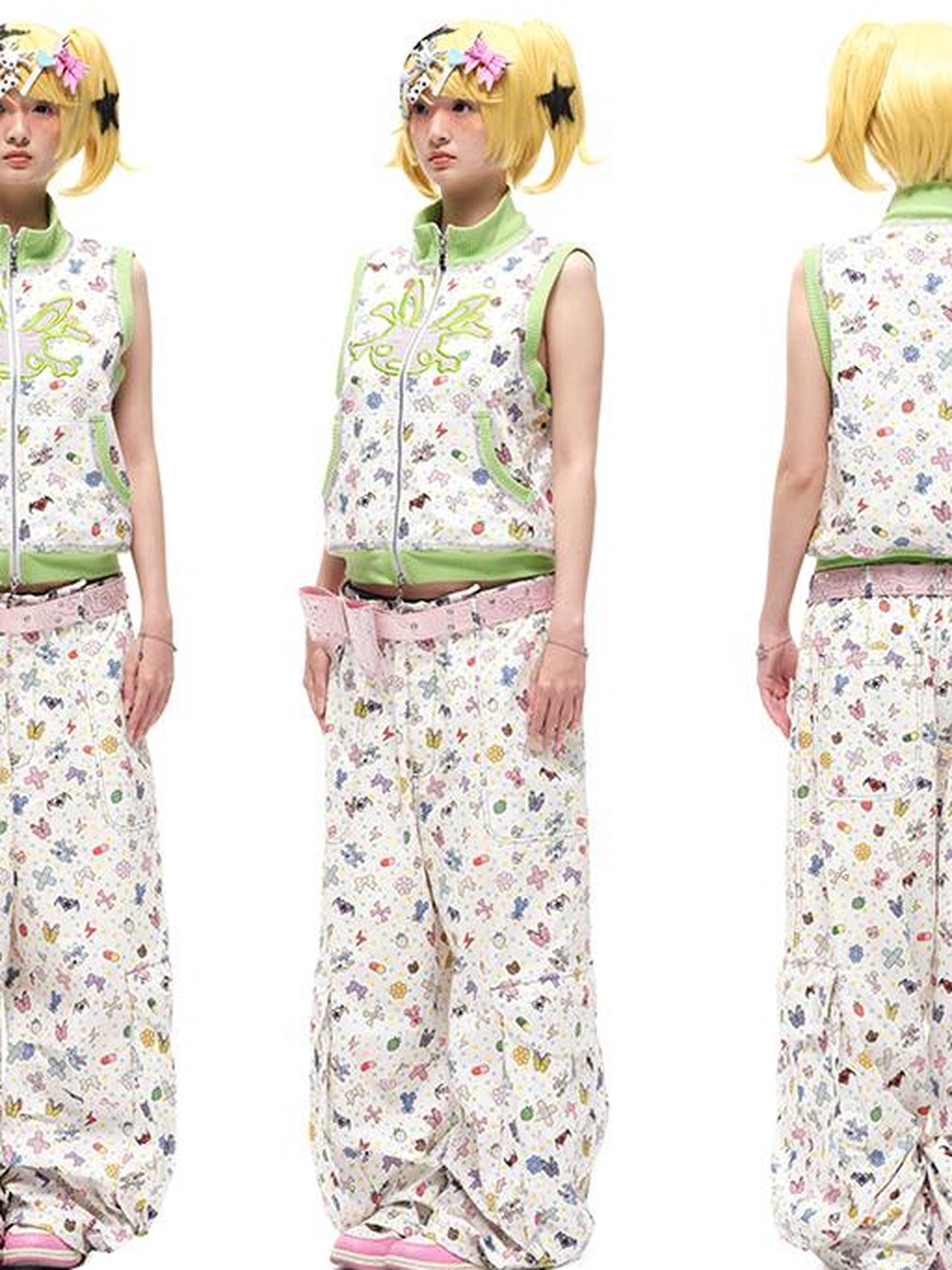 CFIERCE Cotton Floral Print Wide Leg Pants