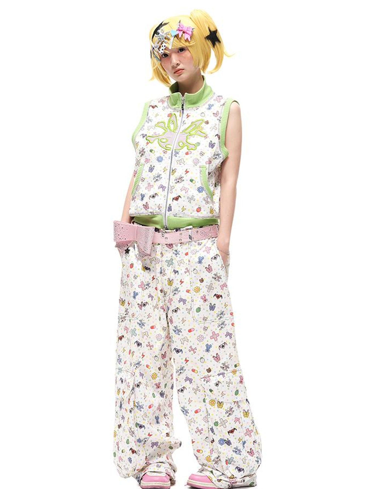 CFIERCE Cotton Floral Print Wide Leg Pants